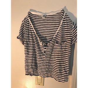 Blue and white stripped crop top